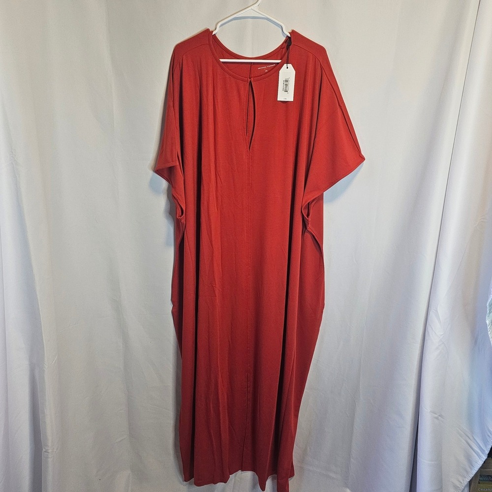 Universal Standard Maxi Caftan Dress Slit 3XL= 6x Red Dolman Sleeve New